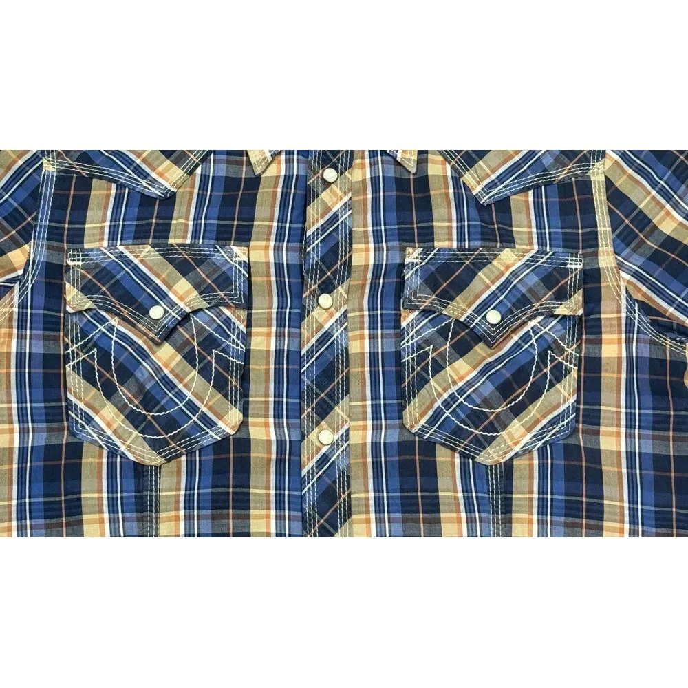 True Religion Men's Button Up Long Sleeve Snap Button Western Shirt‎ Size Large